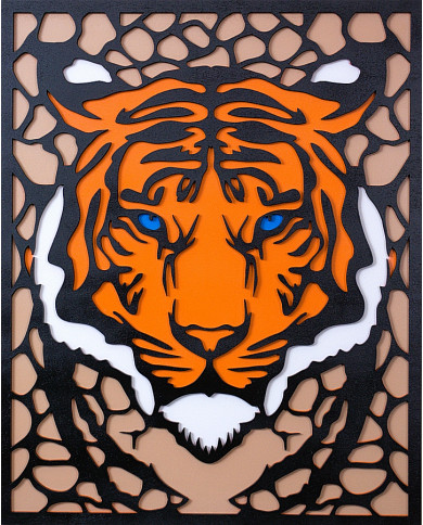Dřevěný barevný obraz - Tygr