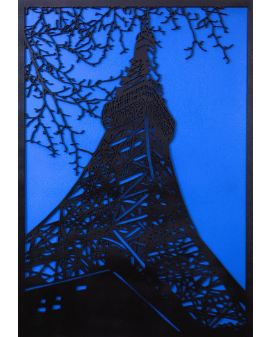 Dřevěný barevný obraz - Eiffelova věž