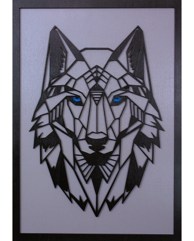 Dřevěný barevný obraz - Vlk - Polygonální