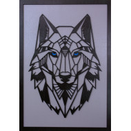 Dřevěný barevný obraz - Vlk - Polygonální