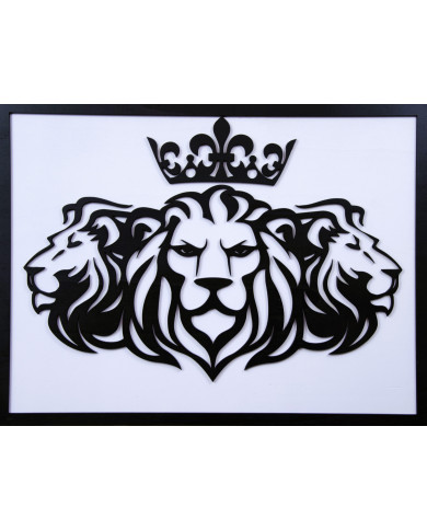 Dřevěný barevný obraz - Trojice lvů