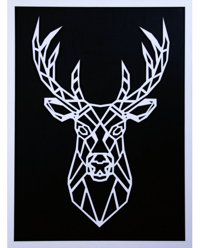 Dřevěný barevný obraz - Jelen - Polygonální