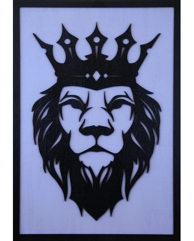 Dřevěný barevný obraz - Lev
