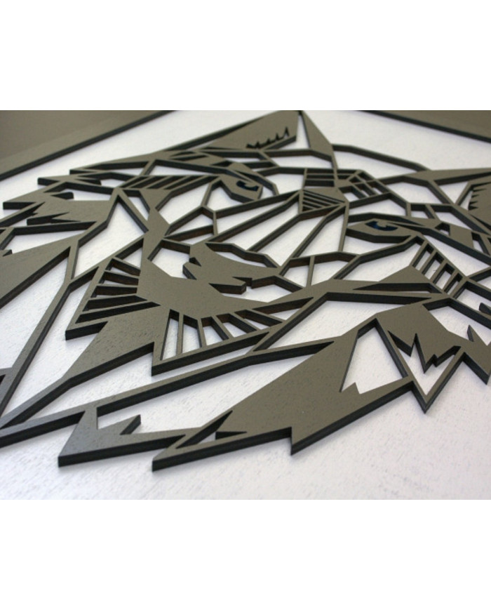 Dřevěný barevný obraz - Vlk - Polygonální