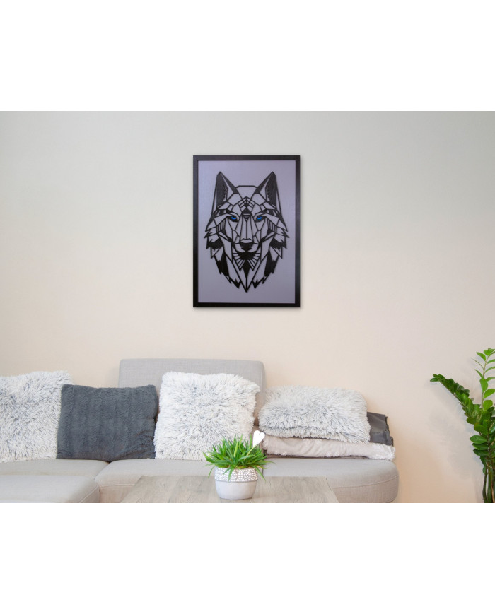 Dřevěný barevný obraz - Vlk - Polygonální