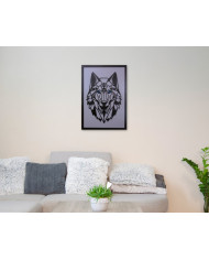Dřevěný barevný obraz - Vlk - Polygonální