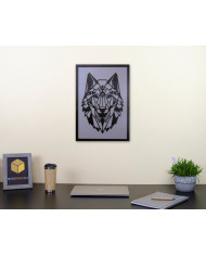 Dřevěný barevný obraz - Vlk - Polygonální