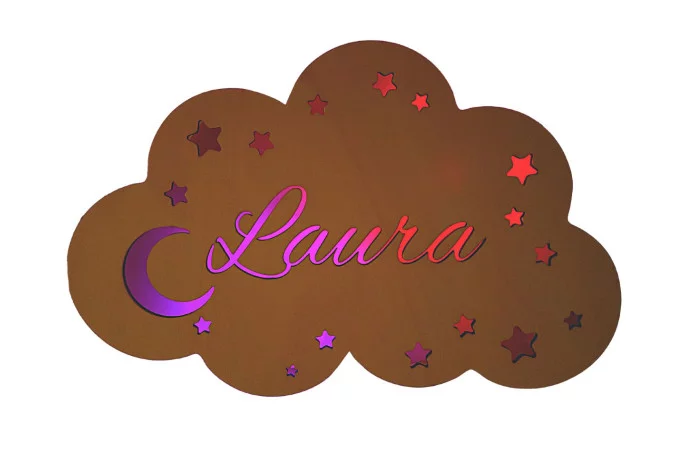 Dřevěná lampička do dětského pokoje se jménem