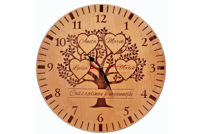 Dřevěné hodiny - Strom života se jmény