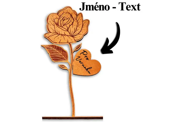 Dřevěná květina s věnováním